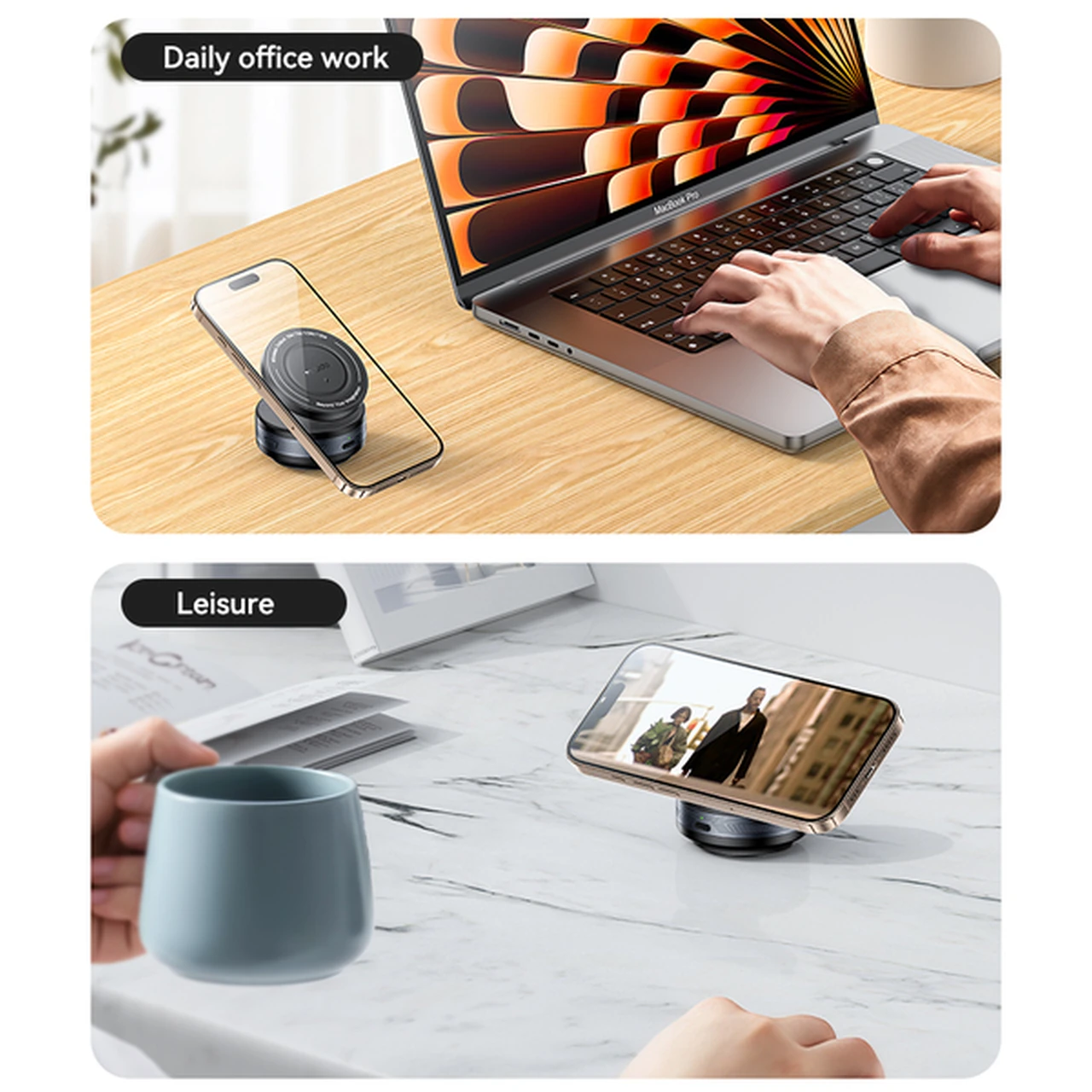شارژر وایرلس و هولدر وکیومی گوشی موبایل Yesido مدل C310 - مشکی (گارانتی 18 ماه تعویض نیکان همراه)